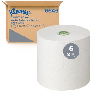 Kimberly Clark Professional KLEENEX® Papierhandtücher auf Rollen 1-lagig, weiß, Großrolle, Papierhandtuchrolle bietet unvergleichlichen Komfort im Waschraum, 1 Karton = 6 x 250 m = 1500 m