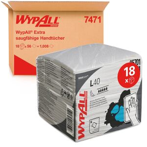 Kimberly Clark Professional WypAll® L40 Wischtücher, 1-lagig, weiß, Wischtücher - Tuchgröße ca. 31,7 cm x 30,4 cm, 1 Karton = 18 Packungen à 56 Tücher = 1.008 Tücher