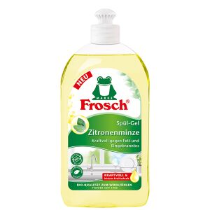 Rex Frosch Zitronenminze Spülmittel, hohe Fettlösekraft, Kräftiges Spülgel mit frischem Duft nach Zitrone und Minze, 1 Karton = 8 Flaschen à 500 ml