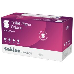 WEPA Professional GmbH Satino prestige Toilettenpapier, V-Falz, 3-lagig, gefaltet, BT1, Gefaltetes Klopapier aus 100% Frischfaser mit Einzelblattausgabe, 1 Packung = 30 Bündel à 200 Blatt