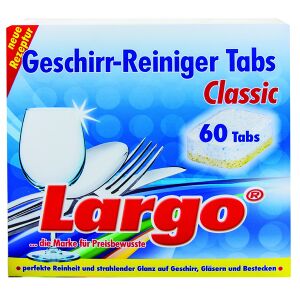 Weco GmbH LARGO Geschirr-Reiniger Tabs Classic, Faltschachtel wiederverschließbar, 1 Packung = 60 Tabs à 18 g