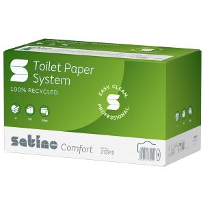 WEPA Professional GmbH Satino Comfort System Toilettenpapier Großrolle, 3-lagig, JT3, Hochweißes Klopapier aus 100% Recyclingpapier, 1 Karton = 24 Rollen à 507 Blatt