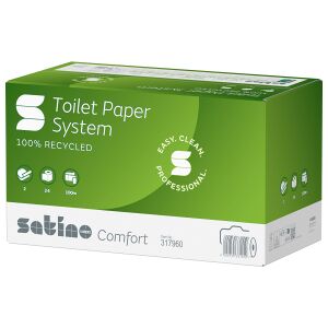 WEPA Professional GmbH Satino Comfort System Toilettenpapier Großrolle, 2-lagig, JT3, Saugfähiges und hochweißes Klopapier aus 100% Recyclingpapier, 1 Karton = 24 Rollen à 724 Blatt