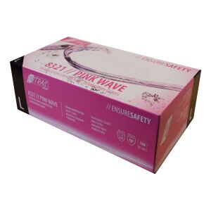 MCD Medical Care Dental GmbH NITRAS PINK WAVE Nitril Einmalhandschuhe, rosa, Unsteril, Rollrand, puderfrei, beidseitig tragbar, 1 Karton = 10 Packungen = 1000 Stück, Größe XL