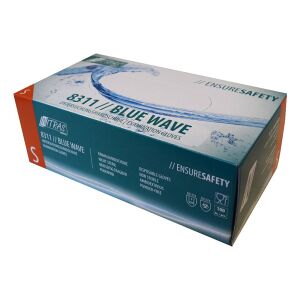 MCD Medical Care Dental GmbH NITRAS BLUE WAVE Nitril Einmalhandschuhe, blau, Unsteril, Rollrand, puderfrei, beidseitig tragbar, 1 Karton = 10 Packungen = 1000 Stück, Größe L