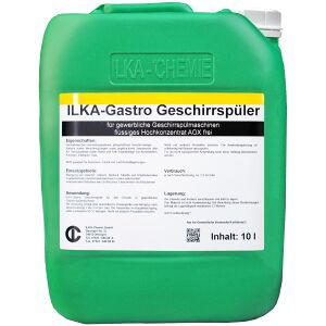 ILKA Chemie GmbH ILKA Gastro Geschirrreiniger für gewerbliche Spülmaschinen, Hochallkalischer und leistungsstarker, phosphatfreier Geschirrreiniger, 10 Liter - Kanister