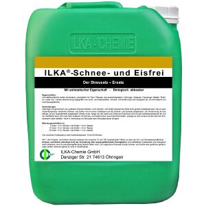 ILKA Chemie GmbH ILKA Schnee- und Eisfrei Auftaukonzentrat, Flüssiger Streusalzersatz hält bis zu -50 °C, 10 Liter - Kanister