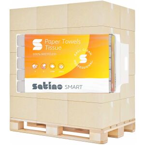 WEPA Professional GmbH Satino Papierhandtücher smart, 24 x 23 cm, V-Falz, PT3, PT4, Einmalhandtücher 2-lagig aus 100% Recycling-Material, 1 Palette = 32 Kartons à 20 Packungen