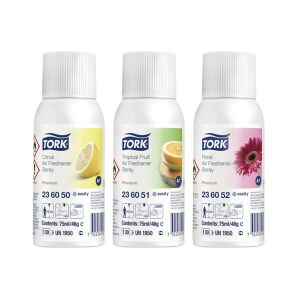 Essity Professional Hygiene Germany GmbH Tork Premium Duftpatronen, A1, 1 Karton = 12 Duftdosen á 75 ml, Mixed Pack (4 x Floral, 4 x Frucht, 4 x Zitro)