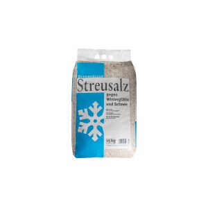 Streusalz, 0-5 mm Körnung, 15 kg, Auftaugranulat mit langanhaltender Wirkung bei Glätte, 1 Sack à 25 kg