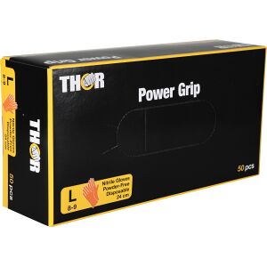 ABENA® Thor Power Grip Einmalhandschuhe, orange, Puderfreie Nitril Einweghandschuhe mit texturierten Fingerspitzen, 1 Karton = 10 Packungen à 50 Stück, Größe L