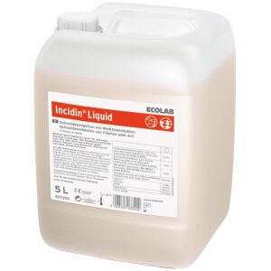 Ecolab Deutschland GmbH (Healthcare) ECOLAB Incidin® Liquid Schnelldesinfektion, Schnelle Wirksamkeit und rasche Trocknung von Oberflächen im Medizinbereich, 5 l - Kanister