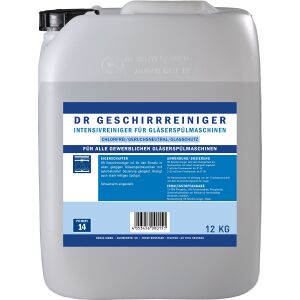 DR Gewerbe Spülmaschinenreiniger Glas, Intensivreiniger für Gläserspülmaschinen, 12 kg - Kanister