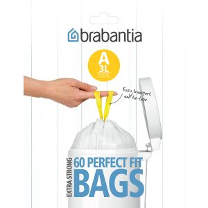 Brabantia International B.V. Brabantia (A) Müllbeutel, 3 Liter, Perfekt für Brabantia Abfallbehälter, 1 Spenderpack = 60 Müllbeutel