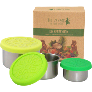 Viwanda Bärenbox Hotzenbox Edelstahl Behälter mit Silikondeckel  Premium  Mini 200ml + 100ml + 50ml  plas