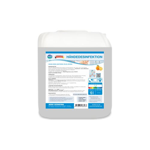 ARCORA International GmbH Arcora Händedesinfektion mit Orangenduft, Nicht reizendes Desinfektionsmittel zur hygienischen Händedesinfektion, 10 Liter – Kanister