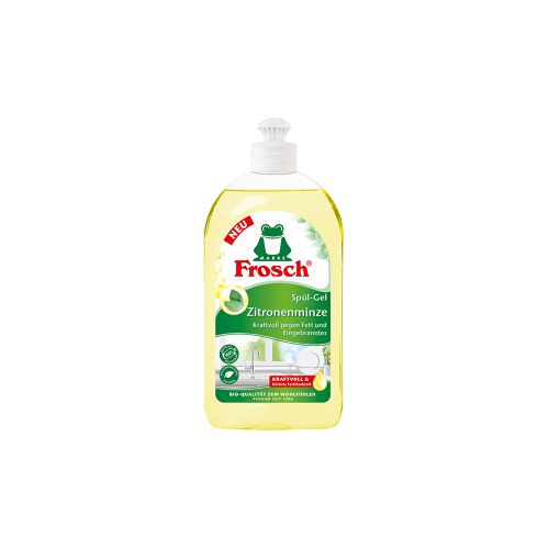 Rex Frosch Zitronenminze Spülmittel, hohe Fettlösekraft, Kräftiges Spülgel mit frischem Duft nach Zitrone und Minze, 500 ml – Flasche