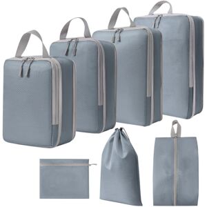 My Store 7 In 1  Compression Packing Cubes Expandable Travel Bags Luggage Organizer(Gray)