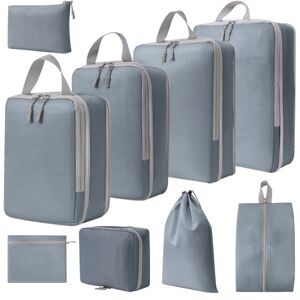My Store 9 In 1  Compression Packing Cubes Expandable Travel Bags Luggage Organizer(Gray)