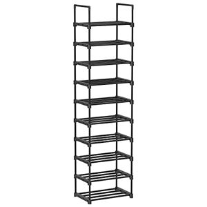 Songmics Shoe Rack, 10-lags metal skoopbevaringsarrangør, 30 x 45 x 174 cm, sort