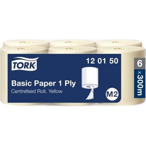 Tork M2 Basic Aftørringspapir, 1-Lag, Gul, 6 Rl