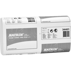 Håndklædeark Katrin Plus, W-Fold, 3-Lags, Hvid, 90 Ark