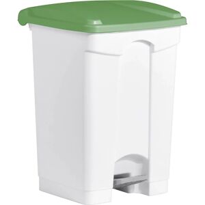 helit Recipiente para residuos con pedal, capacidad 45 l, A x H x P 410 x 605 x 400 mm, en blanco, tapa verde