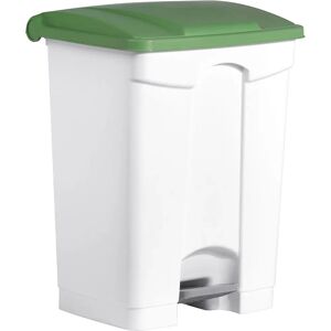 helit Recipiente para residuos con pedal, capacidad 70 l, A x H x P 500 x 670 x 410 mm, en blanco, tapa verde