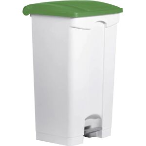 helit Recipiente para residuos con pedal, capacidad 90 l, A x H x P 500 x 830 x 410 mm, en blanco, tapa verde