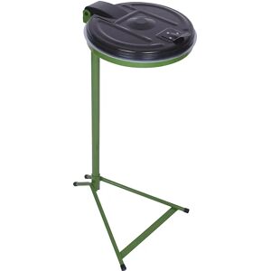 kaiserkraft Soporte para bolsas de basura, bastidor fijo, para 120 l de capacidad, verde, tapa de plástico