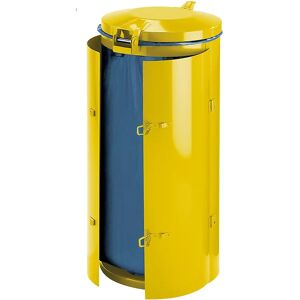 VAR Colector de residuos de chapa de acero, para 120 l de capacidad, con puerta batiente doble, amarillo con tapa metálica