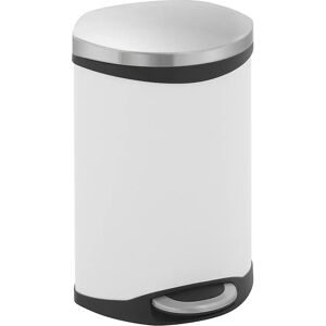 EKO Colector de residuos con pedal, en forma de concha, capacidad 10 l, H x A x P 450 x 255 x 295 mm, cuerpo de chapa de acero pintada de blanco