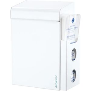 AIR-WOLF Recipiente para residuos higiénicos con dispensador de bolsas, capacidad 8 l, A x H x P 220 x 342 x 153 mm, acero inoxidable blanco