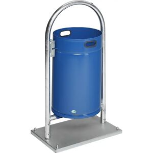 VAR Colector de residuos para exteriores, 60 l, acero, con arco tubular, azul genciana