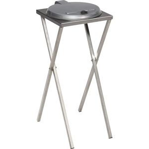 VAR Soporte higiénico de acero inoxidable para bolsas de basura, para 120 l de capacidad, apertura manual de la tapa, gris plata