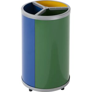 VAR Recipiente para separar materiales, redondo, capacidad 3 x 30 l, H x Ø 720 x 420 mm, amarillo, azul, verde