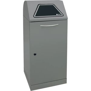 kaiserkraft Recipiente para separar materiales, trampilla accionada a mano, capacidad 120 l, con soporte para bolsas de basura, aluminio gris/estructura