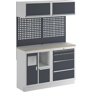 kaiserkraft Armario modular de taller para la recogida de basura y la limpieza, A x P 1360 x 460 mm, gris luminoso / gris antracita