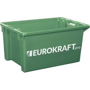 eurokraft pro Recipiente apilable por giro de polipropileno apto para alimentos, capacidad 70 l, UE 2 unid., paredes y fondo cerrados, verde