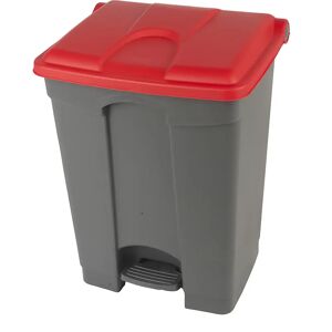 kaiserkraft Colector de residuos con pedal, capacidad 70 l, A x H x P 505 x 675 x 415 mm, gris, tapa roja