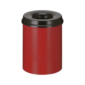 kaiserkraft Papelera de seguridad, acero, autoextinguible, capacidad 15 l, H x Ø 360 x 255 mm, cuerpo en rojo / tapa extintora en negro