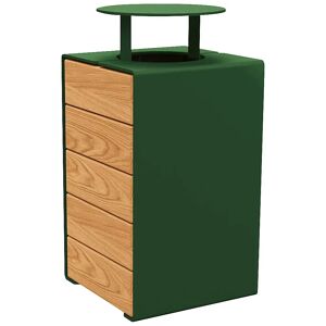 PROCITY Papelera KUBE con tapa, capacidad 120 l, verde / roble