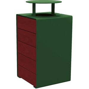 PROCITY Papelera KUBE con tapa, capacidad 120 l, verde / caoba