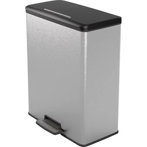 kaiserkraft Cubo de basura con pedal Slim, capacidad 2 x 26 l, H x A x P 622 x 300 x 496 mm, plateado