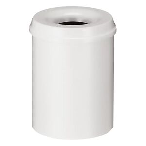 kaiserkraft Papelera de seguridad, acero, autoextinguible, capacidad 15 l, H x Ø 360 x 255 mm, cuerpo en blanco / tapa extintora en blanco