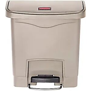 Rubbermaid Colector de residuos con pedal SLIM JIM®, capacidad 15 l, A x H x P 230 x 399 x 377 mm, beige