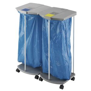 Hailo Soporte para bolsas de basura con 250 bolsas de basura azules, ProfiLine MSS XXXL, 2 x 120 l, H x A x P 1000 x 880 x 450 mm, sobre ruedas