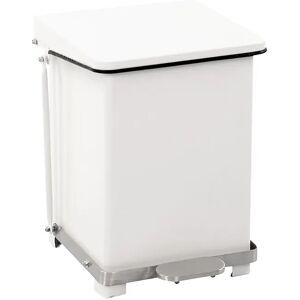 kaiserkraft Cubo industrial con pedal, chapa de acero, blanco RAL 9016, capacidad 27 l, H x A x P 440 x 380 x 365 mm