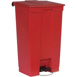 Rubbermaid Cubo industrial con pedal, capacidad 87 l, con rodillo, rojo