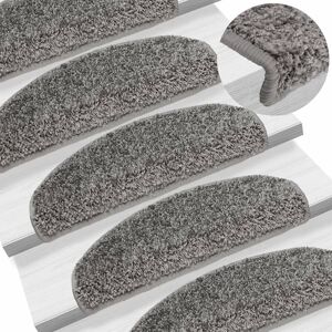 vidaXL Alfombras de peldaños de escalera 15 uds gris 65x21x4 cm